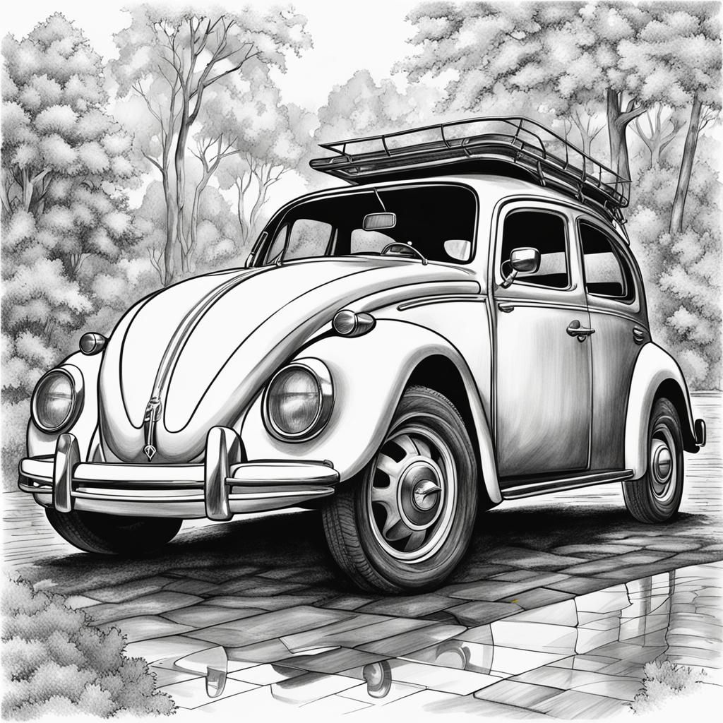 Detailed Charcoal Volkswagen Car Coloring Page