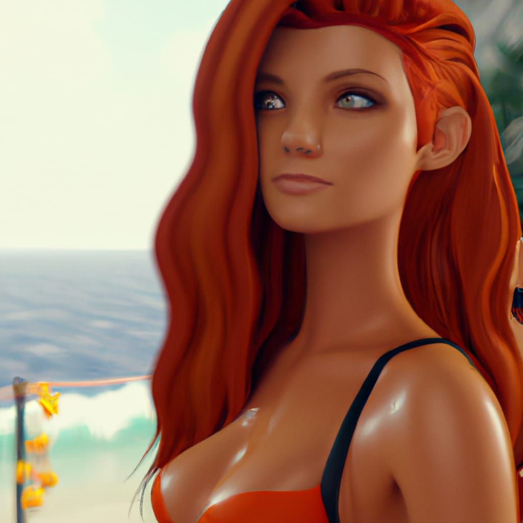 Redhead Bodybuilder in Anime Art Style