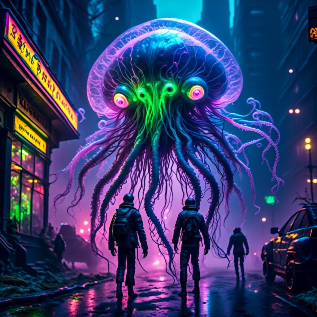 Alien Armies Attack White House in Cyberpunk Style