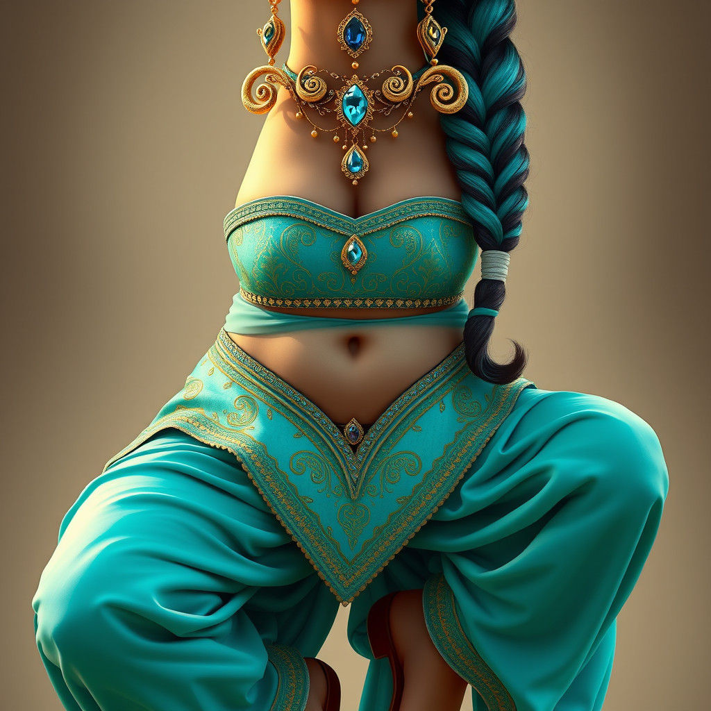 Majestic Woman in Turquoise Bedlah Outfit