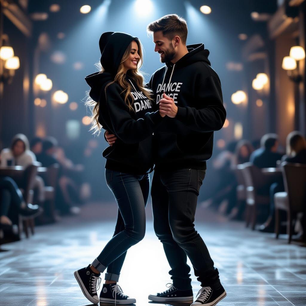 Dancing Couple in Dimly Lit Room, Professional Photography