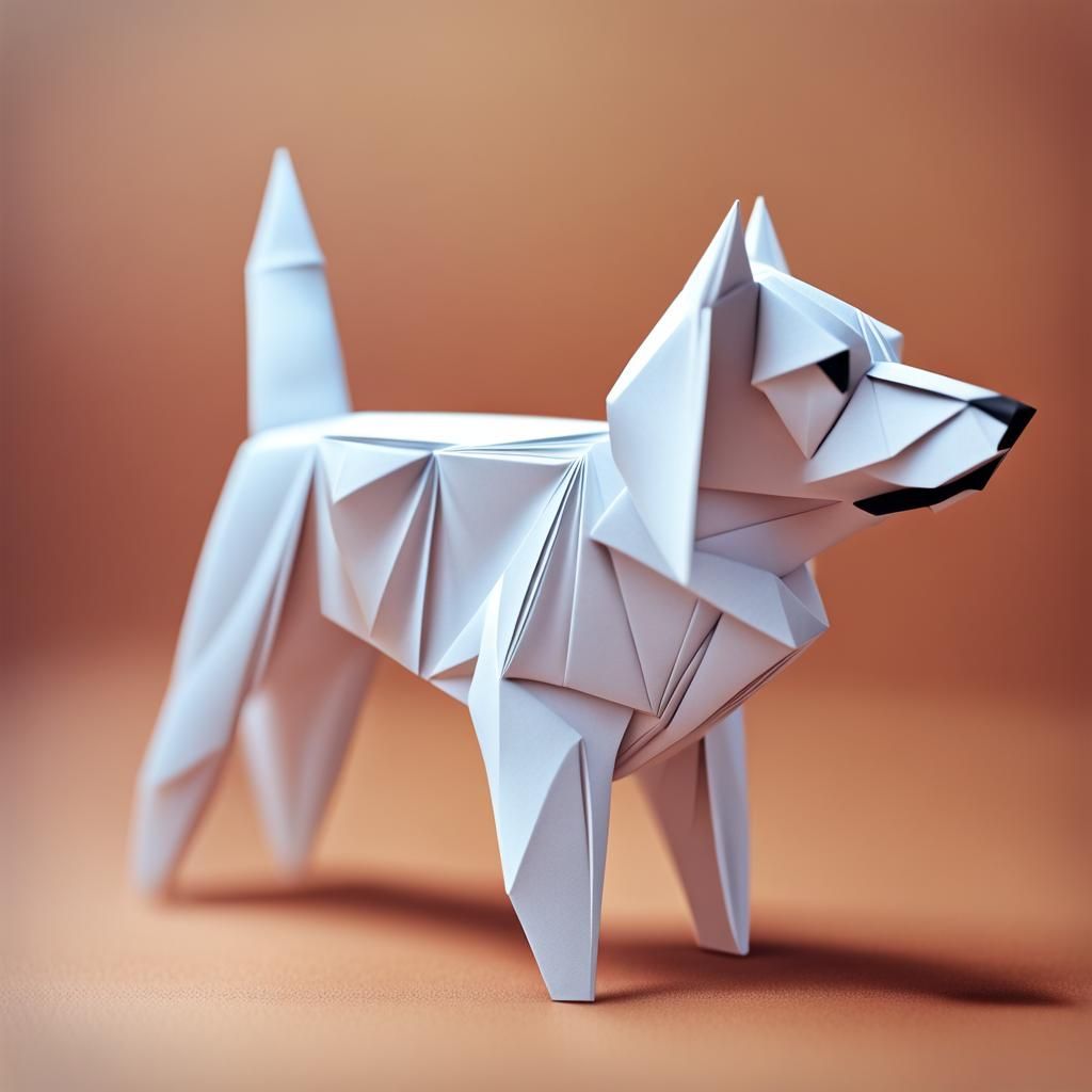 Origami Dog Papercraft in 8K Resolution