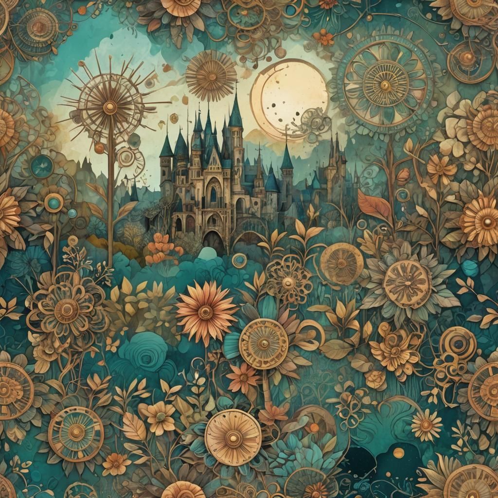 Vintage Boho Chic Collage in Pastel Tones