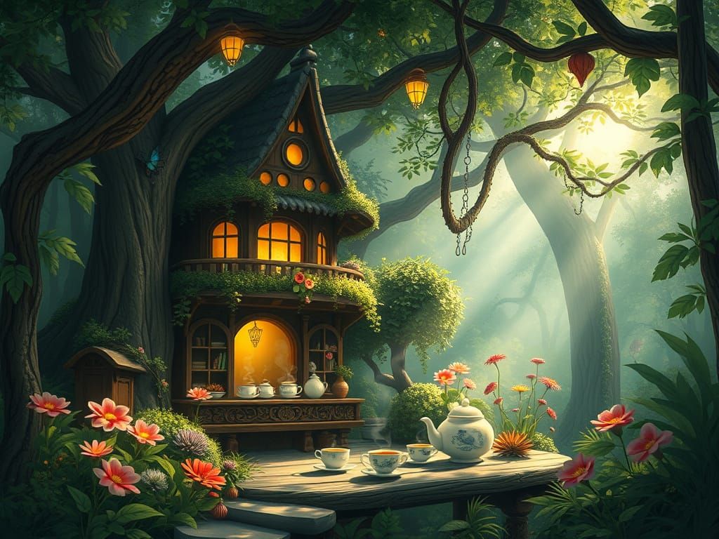 A quaint, overgrown tea house