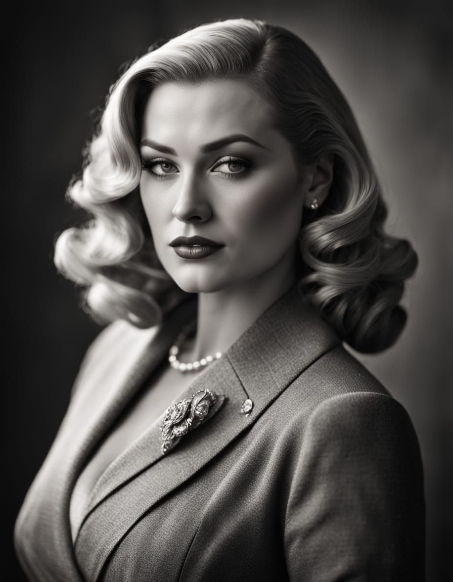 Vintage Glamour Portrait in Elegant Black and White