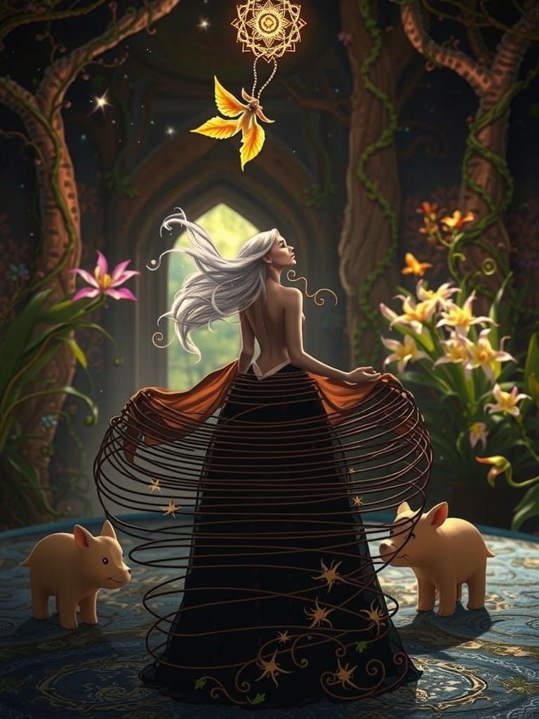 Mystical Woman in Dreamlike Forest Landscape