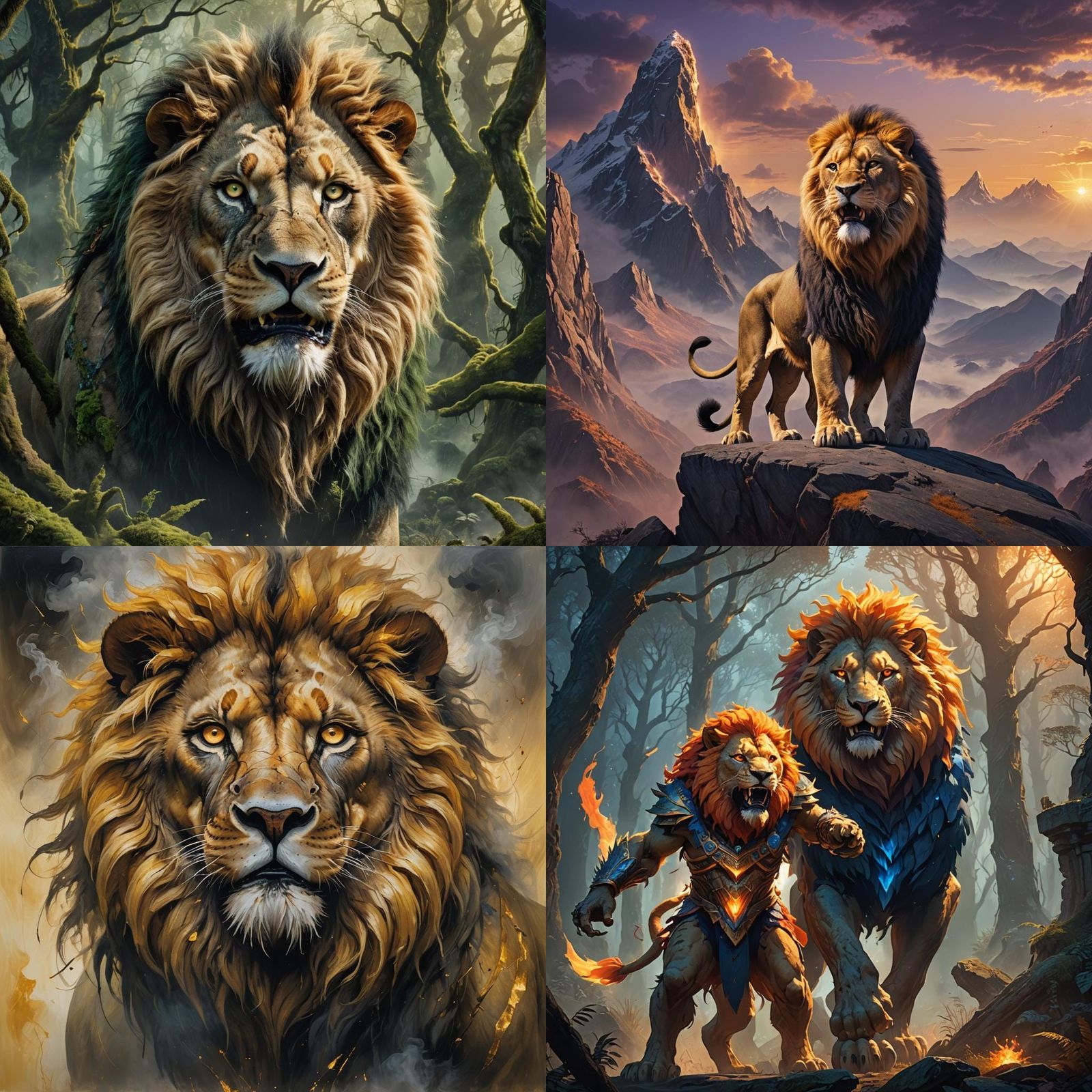 Scarred Lion Face in Detailed Matte Painting