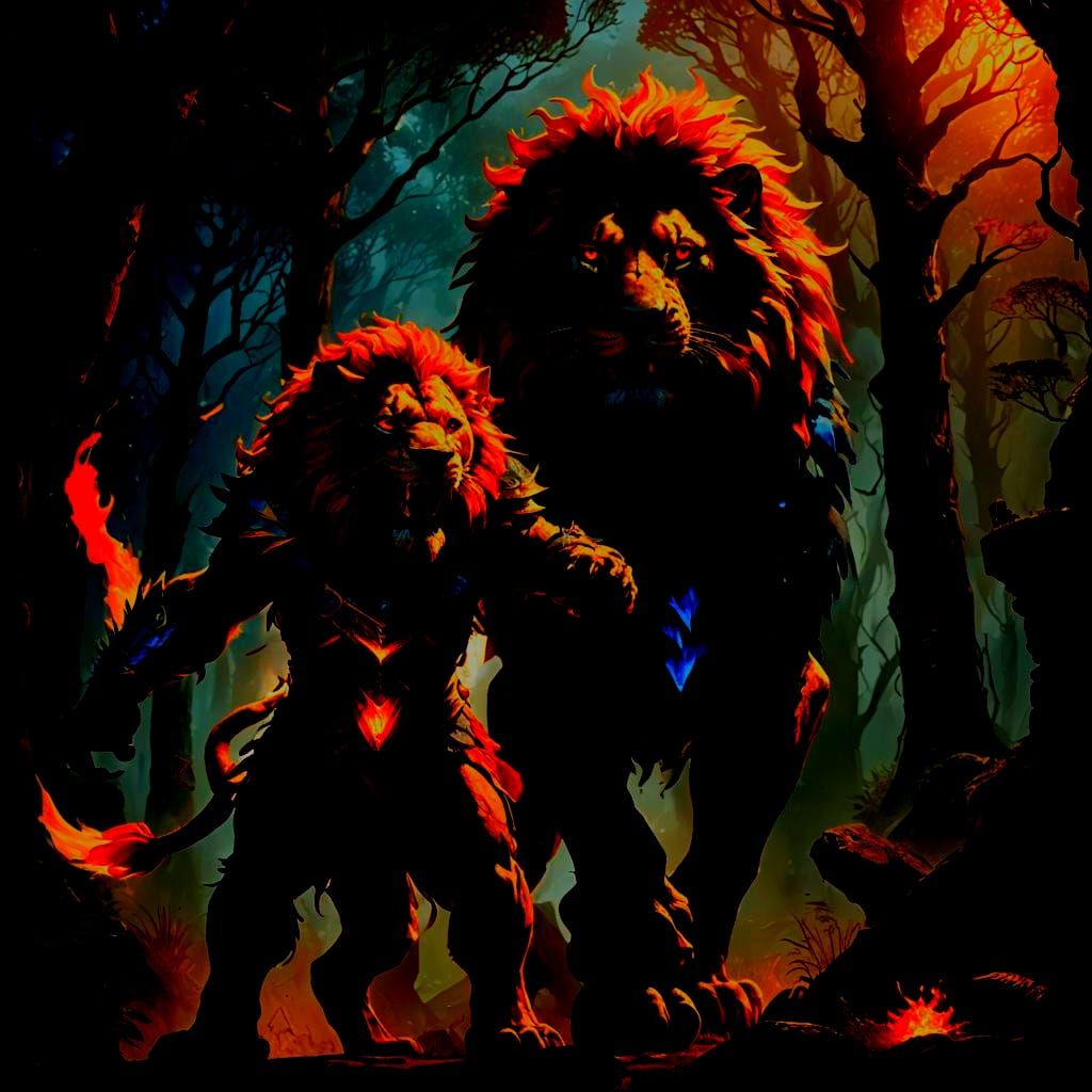 Scarred Lion Face: Detailed Fantasy Concept Art