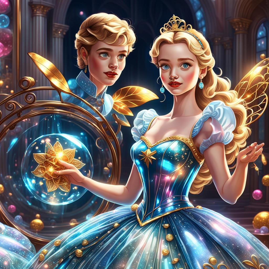 Cinderella in Glass Dress, Candy Art Digital Illustration