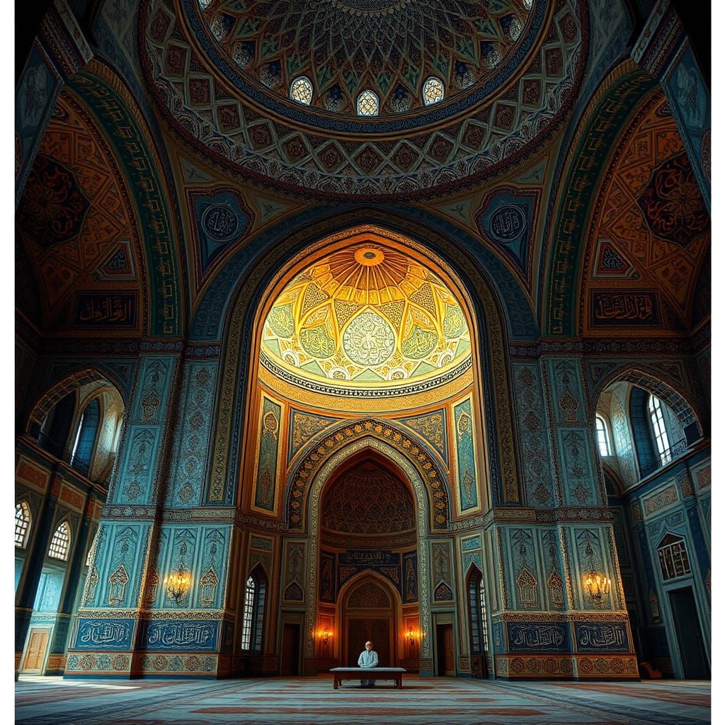 Islamic Mosque with Intricate Tiling and Grandiose Architect...