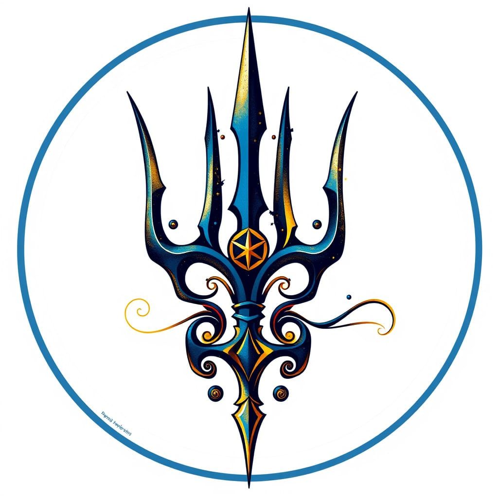 Surreal Ukrainian Trident in Polychromatic Graffiti Style