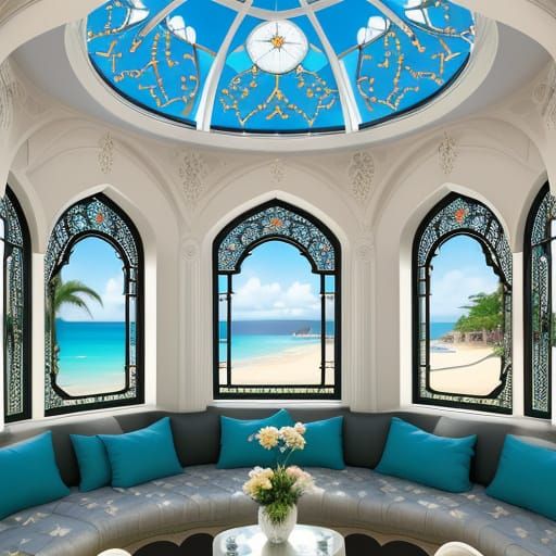 Hyperrealistic Arches in Black and White with Art Deco Motif...