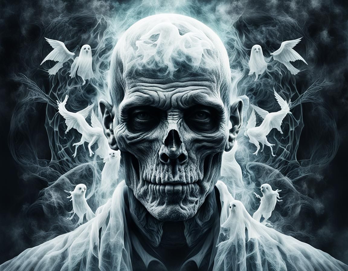 Ethereal Necromancer Double Exposure Portrait