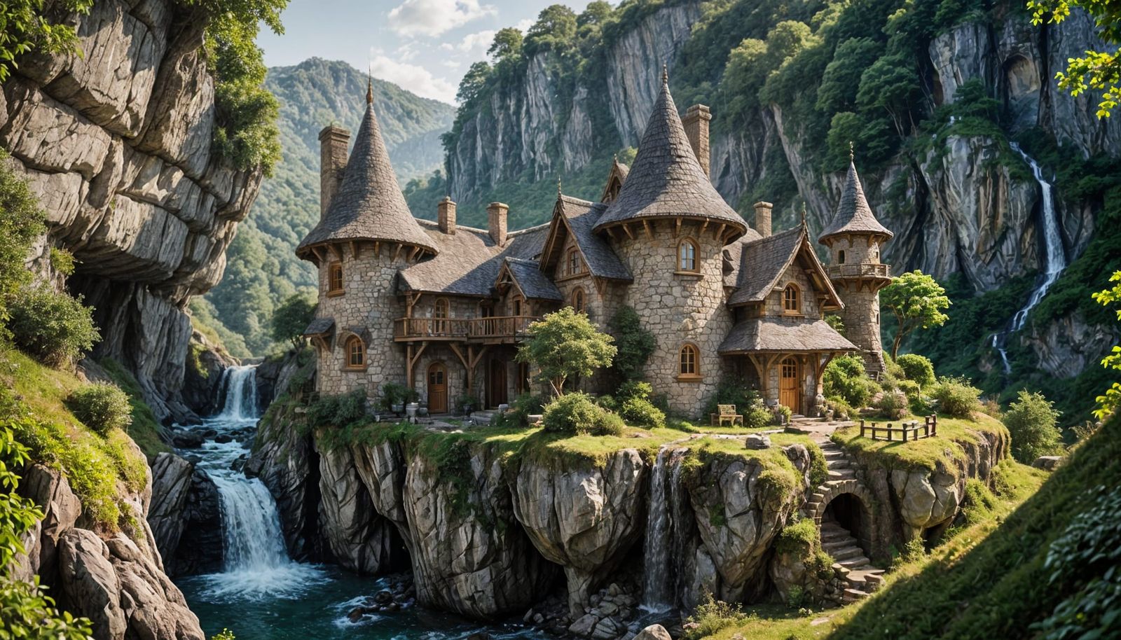 Elven Cliffside Castle in Majestic Natural Light