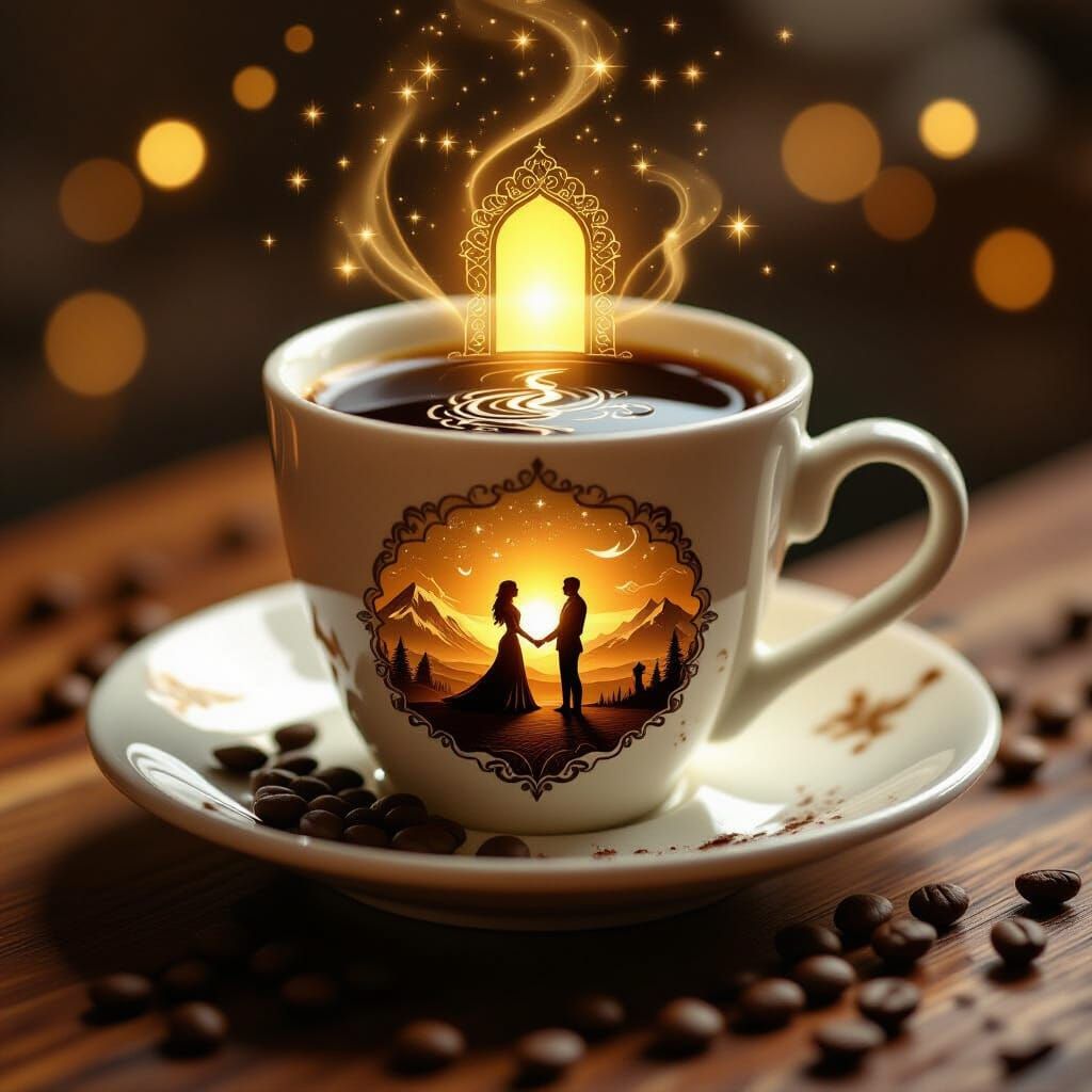 Mystical Coffee Fortune Reading with Symbolic Shapes