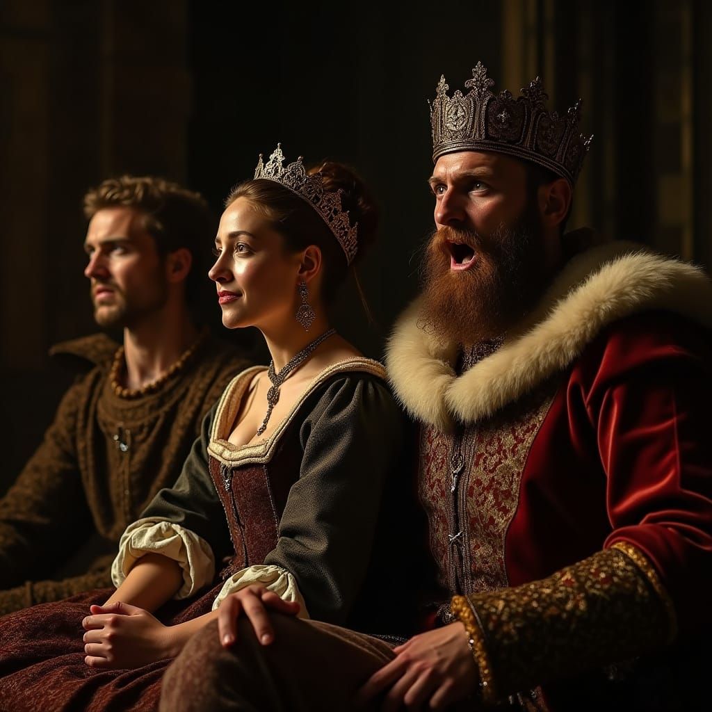 Royal Family Watching Play with Rembrandt Lighting