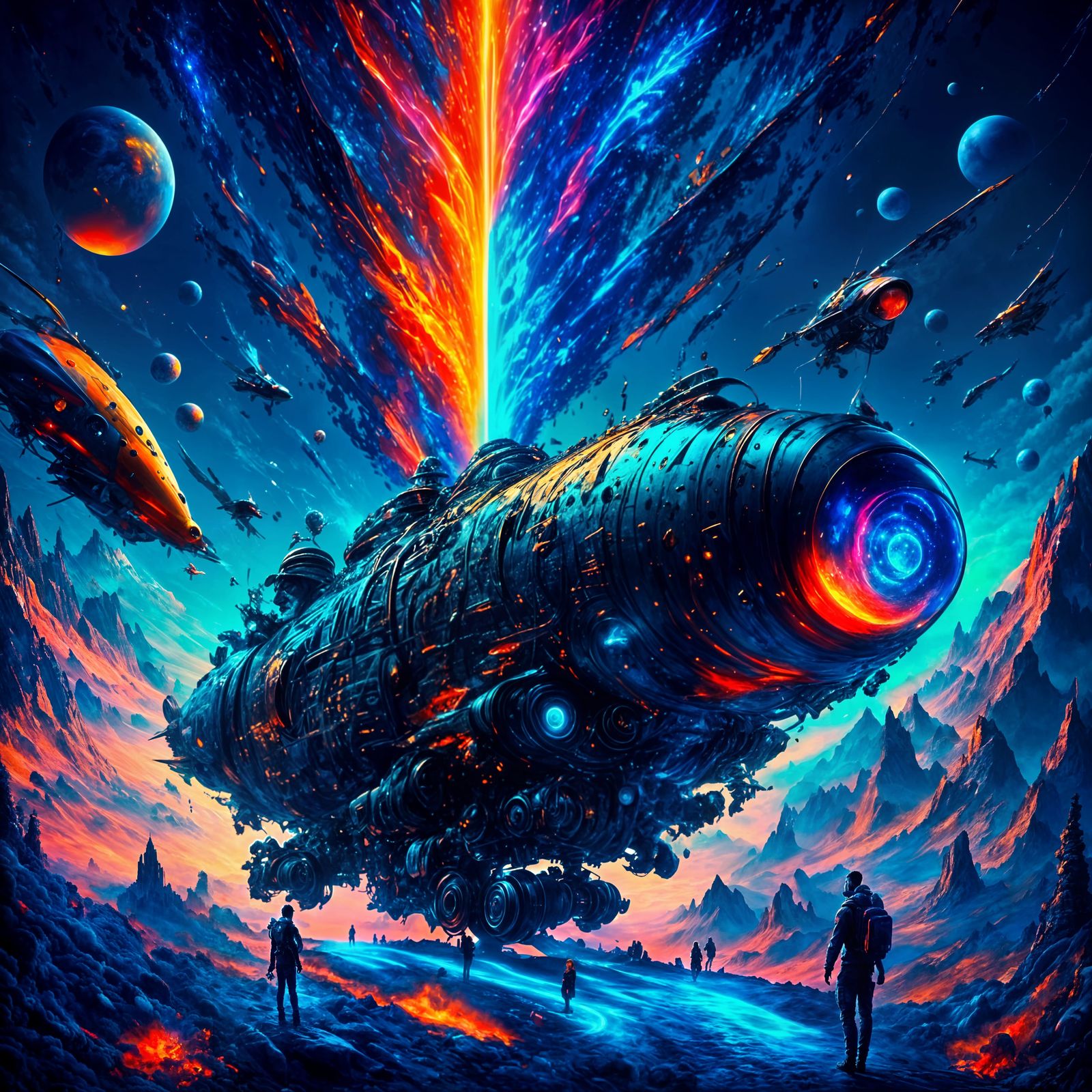 Holographic Spaceship in Futuristic Art Style
