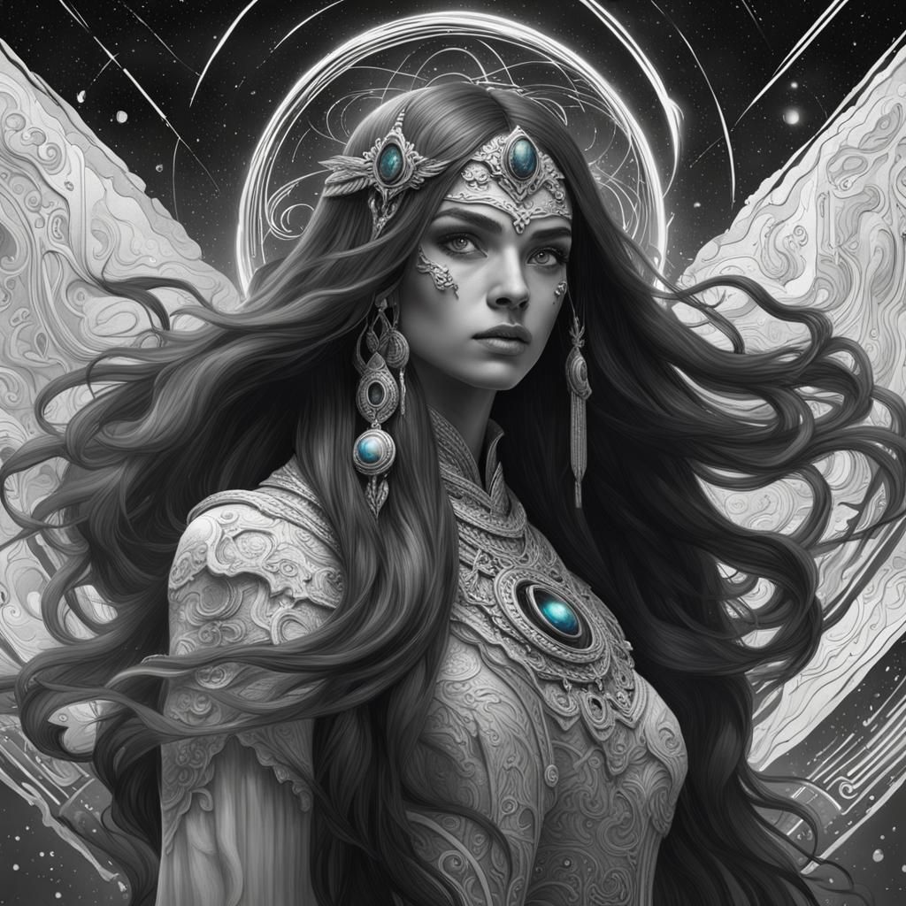 Zodiac Beauty: Astrological Woman in Detailed Fantasy Art