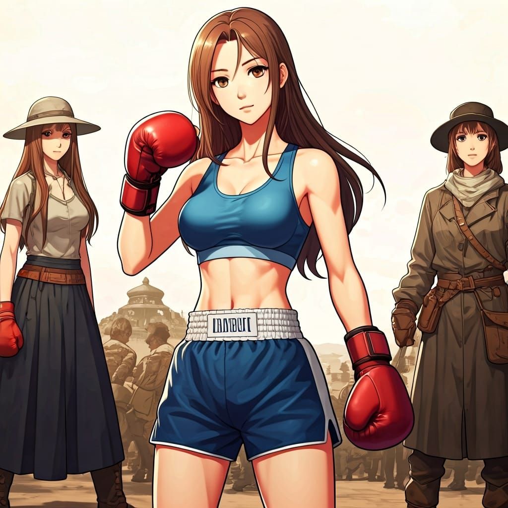 Anime Woman Boxing Through History