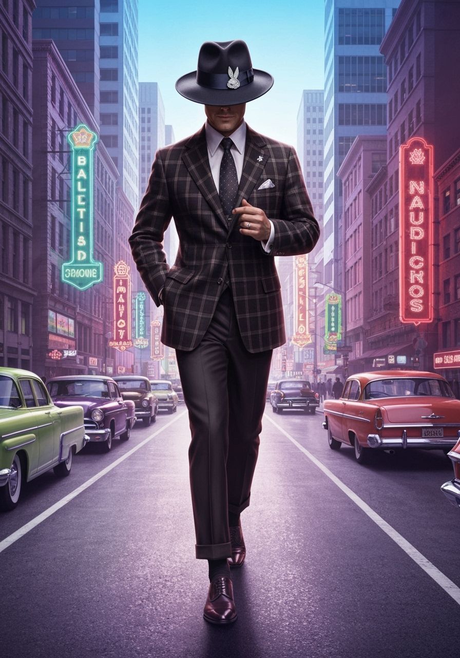 Stylish Man in Fedora, Mid-Century Cinematic Style