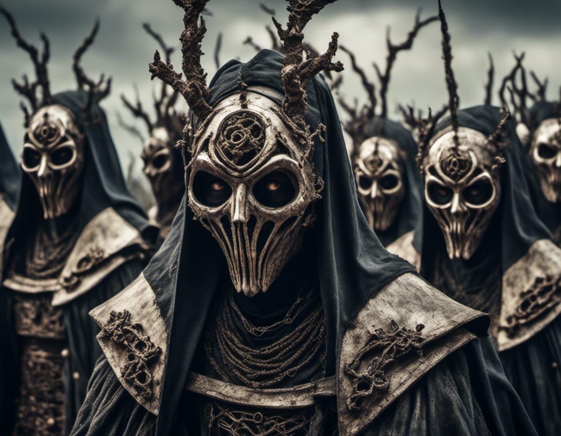 Sinister Nuns Lead Priest in Apocalyptic Procession