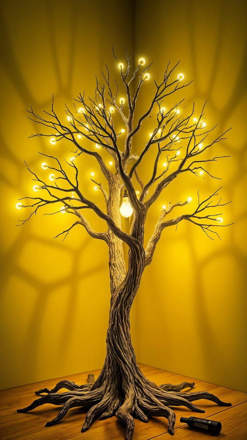 Tree Lamp with Glowing Branches in HDR Photoillustration
