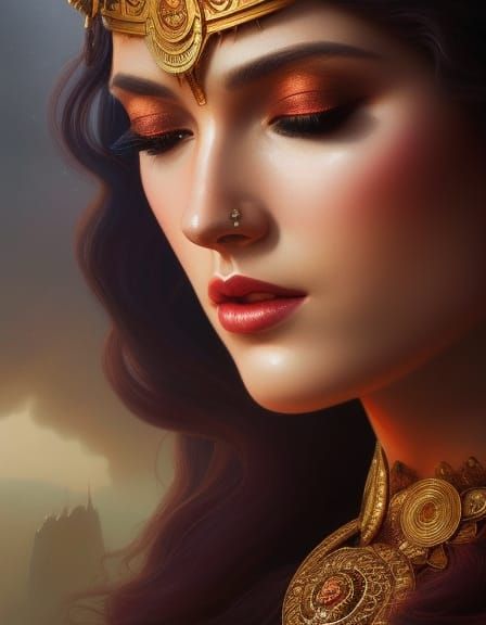Goddess of Earth Portrait in Hyperrealistic Style