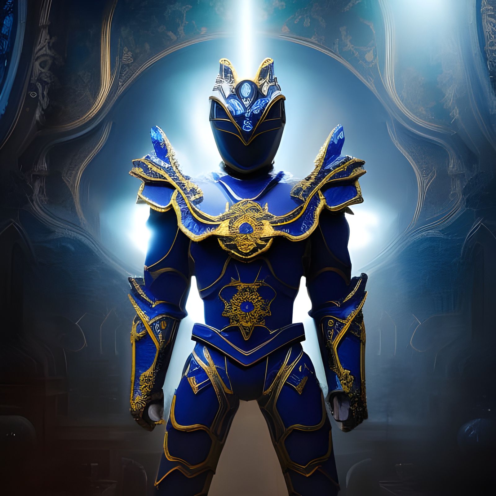 Blue Power Ranger in Baroque Renaissance Gothic Style