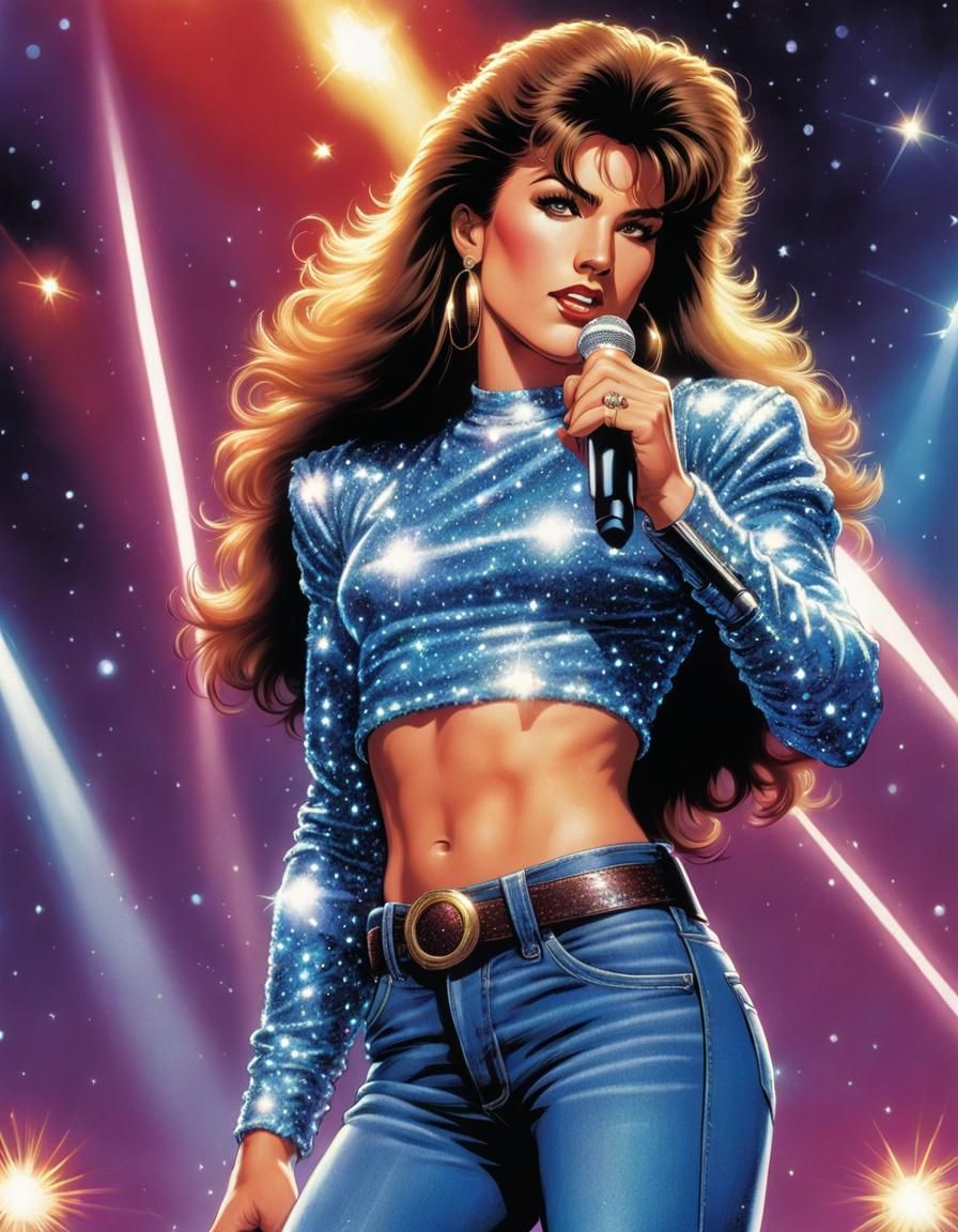 80s Mullet Singer in Comic Book Art Style