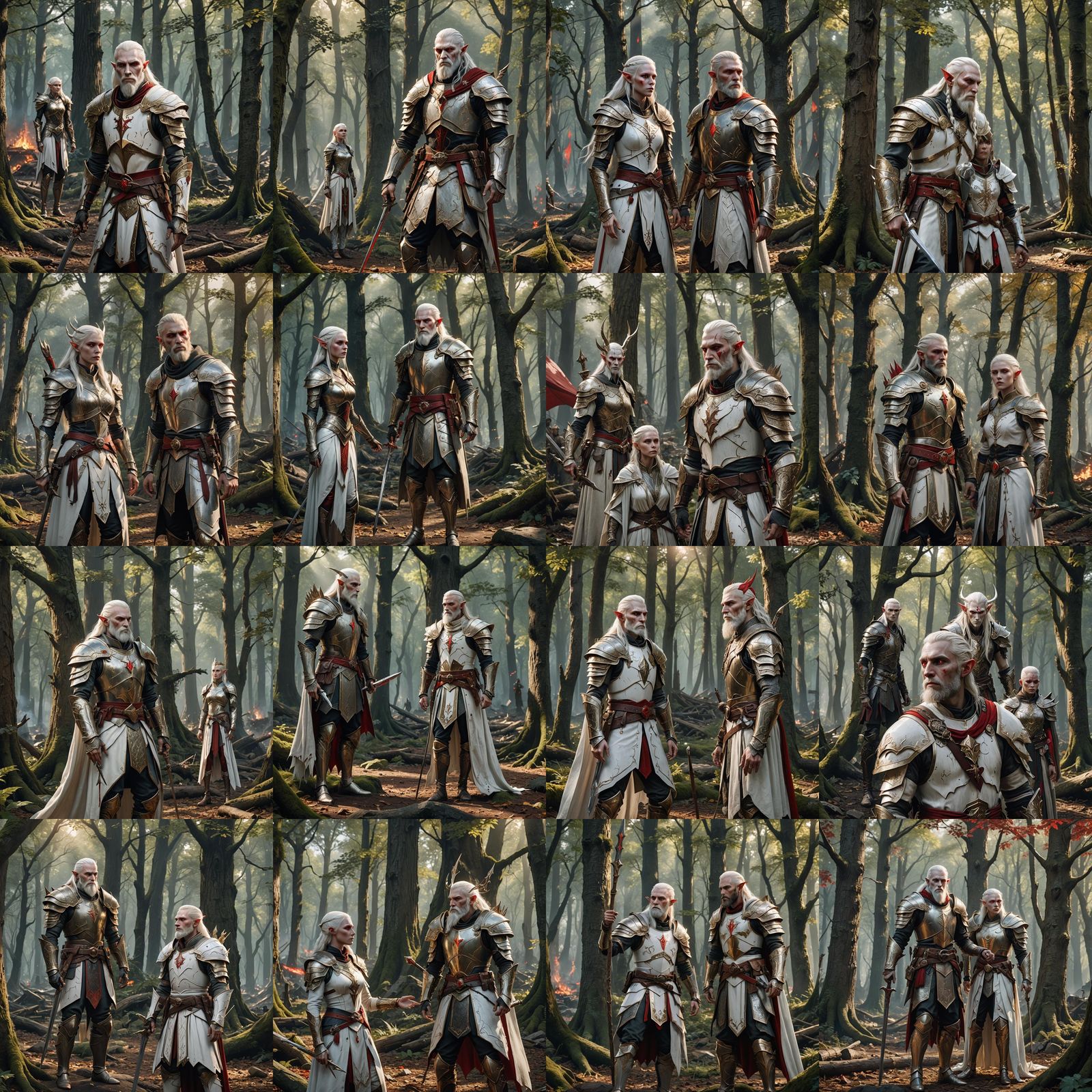 Albino Elf Warrior and Queen in Woodland Camp