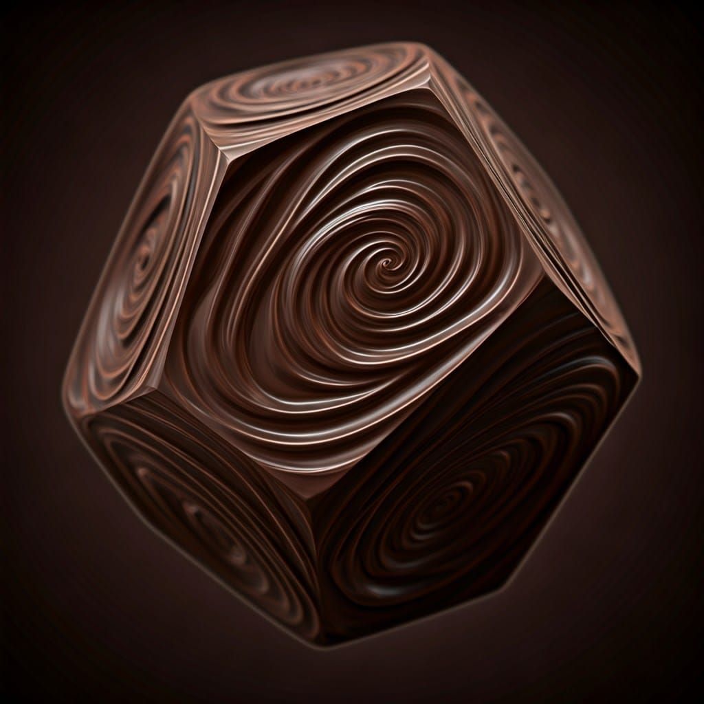 Dark Chocolate Dodecahedron in Futuristic Style
