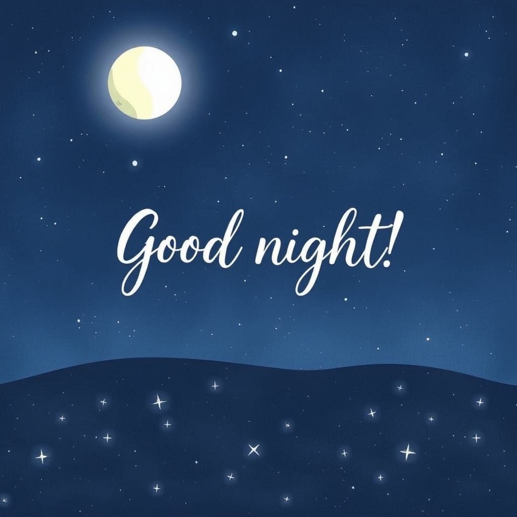 Whimsical Nocturnal Scene with Dreamy Moon and Twinkling Sta...