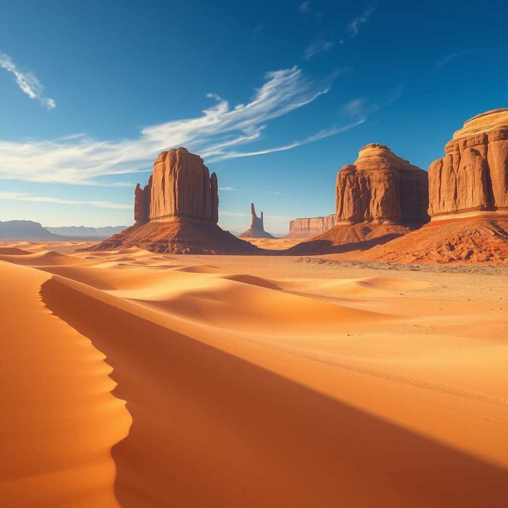 Endless Golden Dunes in the Sahara Desert Landscape