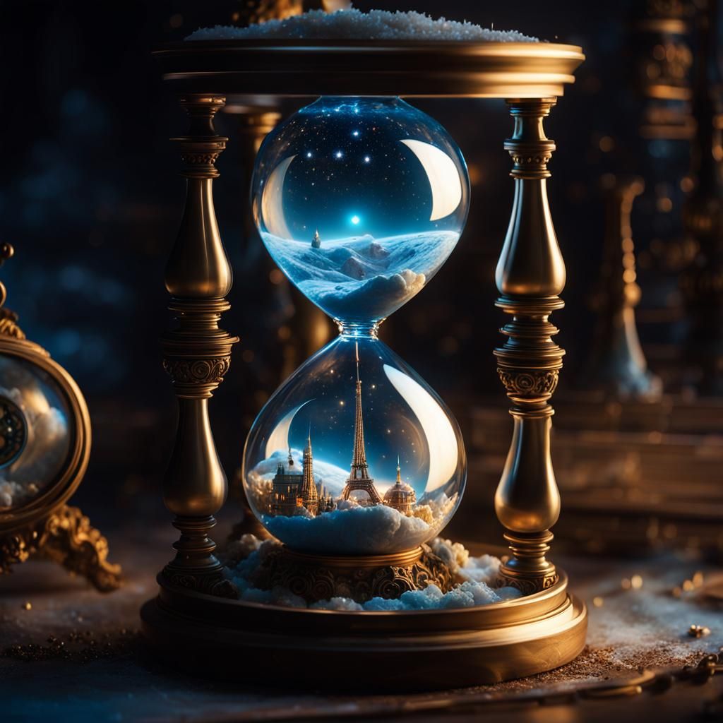 tiny city inside a hourglass