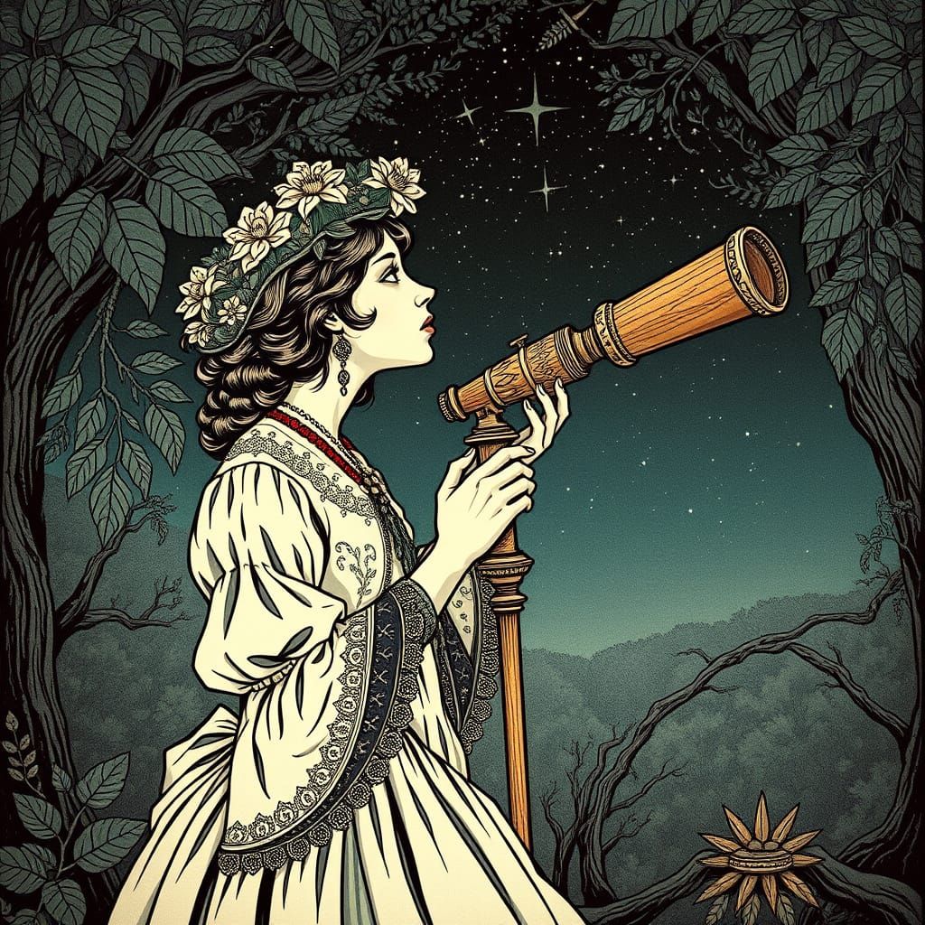 A 19th Century Woman Contemplates the Cosmos in Whimsical Xy...