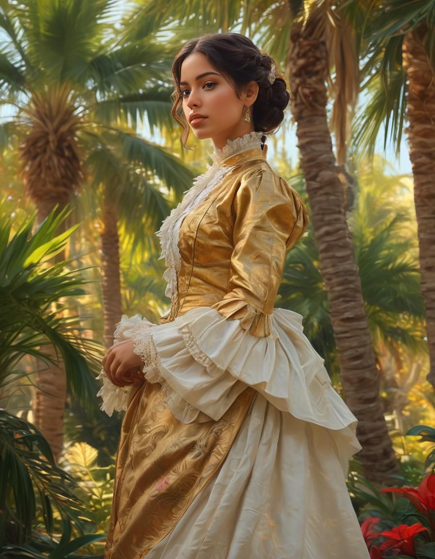 Victorian Latina Portrait in Golden Age Style