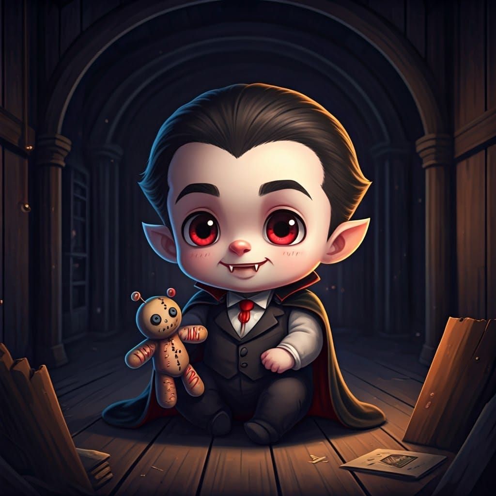 Chibi Dracula in Abandoned Room