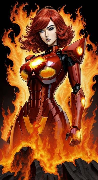 Fractal Magma Mecha in Art Deco Style