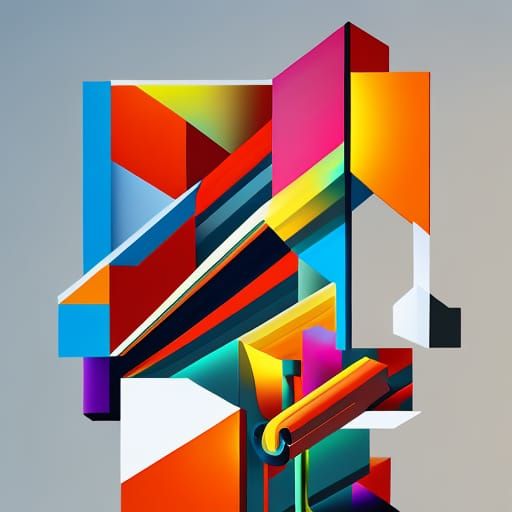 Cubist Saxophone and Gas Pump in Geometric Fauvism