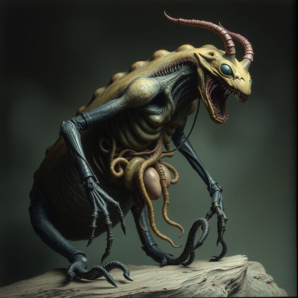 Grotesque Mechanical Horror Creature