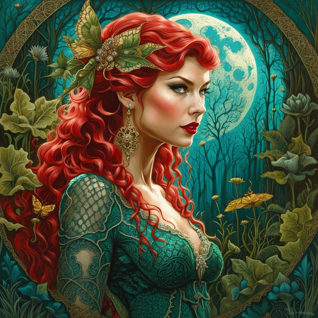 Poison Ivy Moon Goddess in Lace Dress