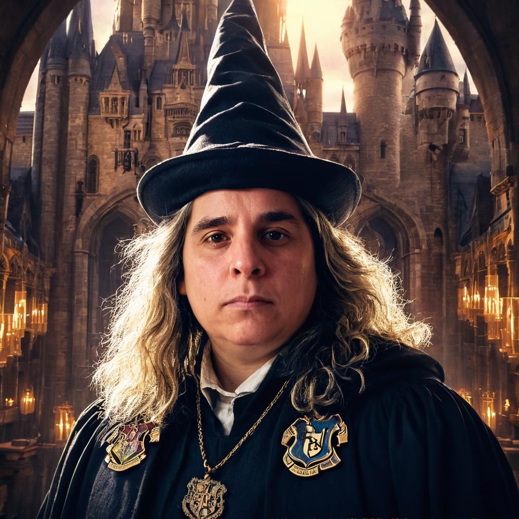 Young Wizard at Hogwarts: Cinematic Art Nouveau Portrait