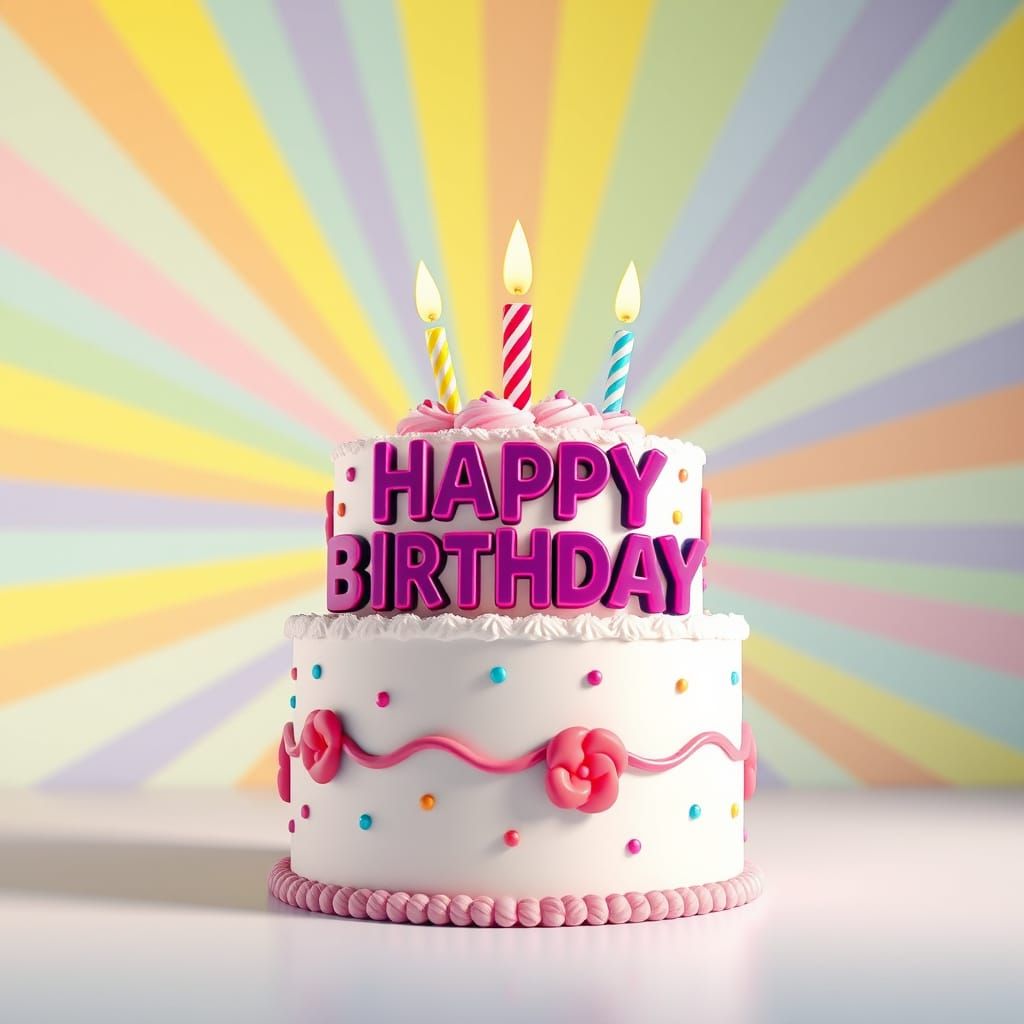 Vibrant Birthday Banner in Pixar-Inspired 3D Digital Art