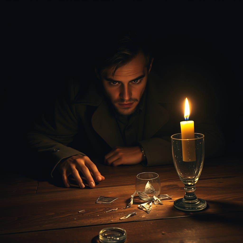 Candlelight Silhouette: Dramatic Digital Matte Painting