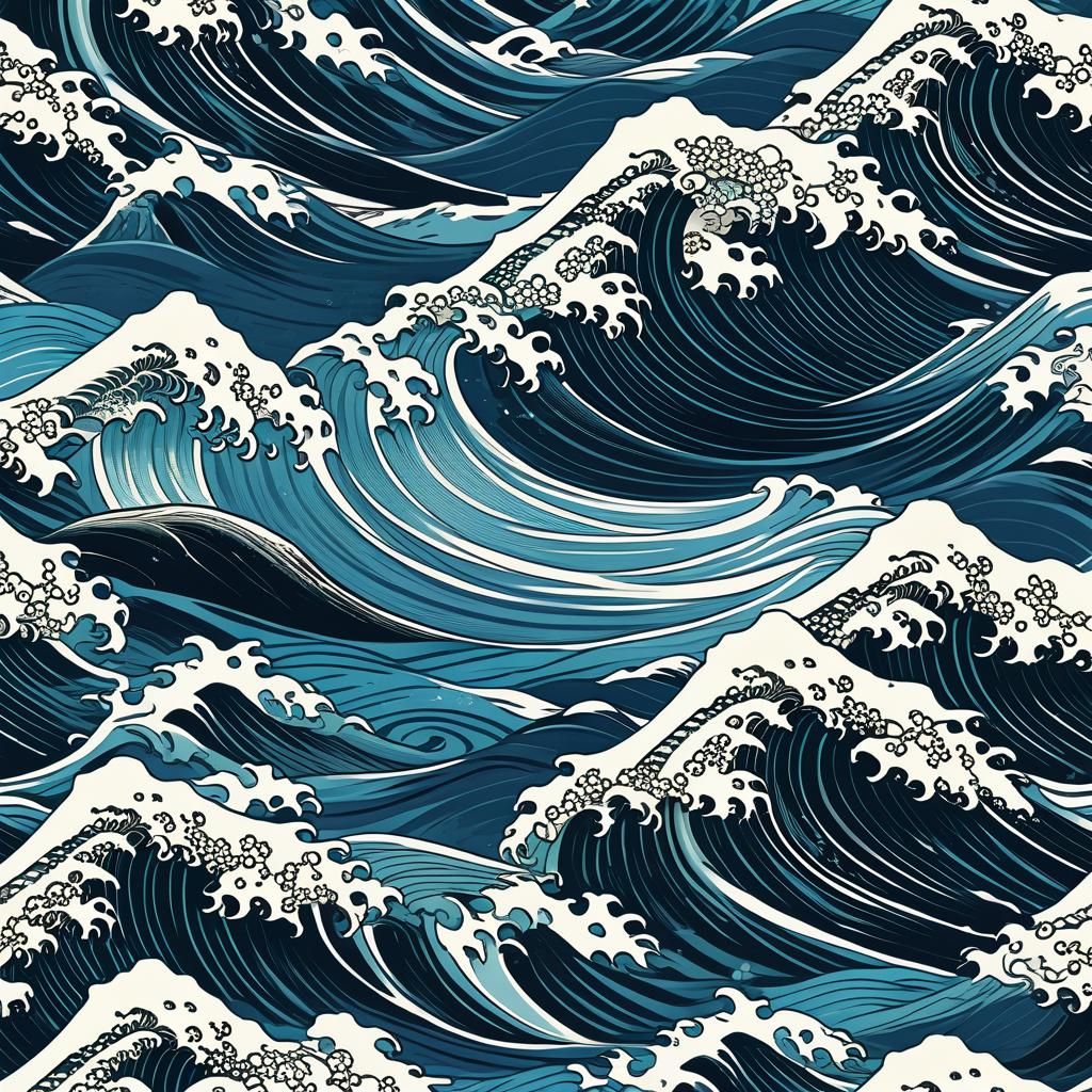 Ukiyo-e Ocean Wave Illustration