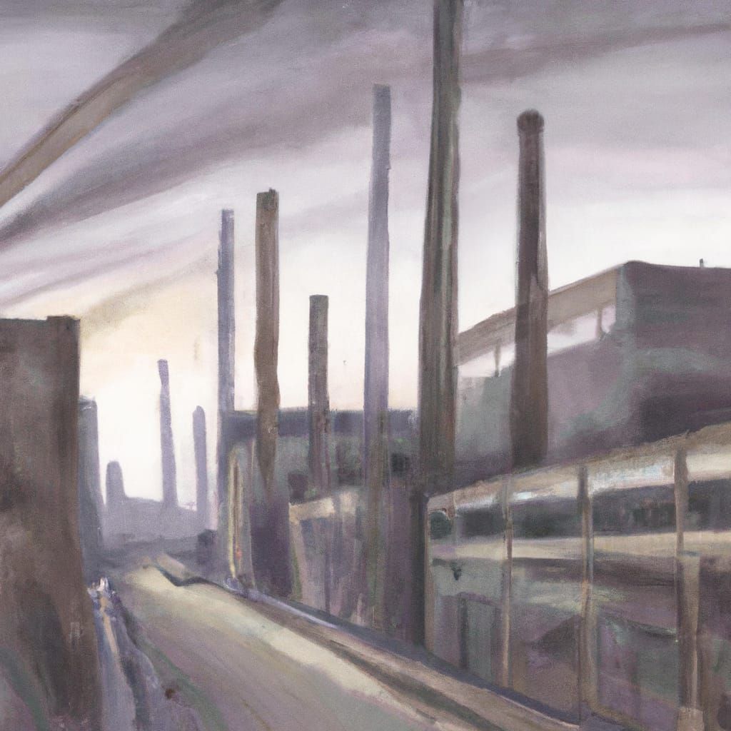 Industrial Distopian Cityscape Painting