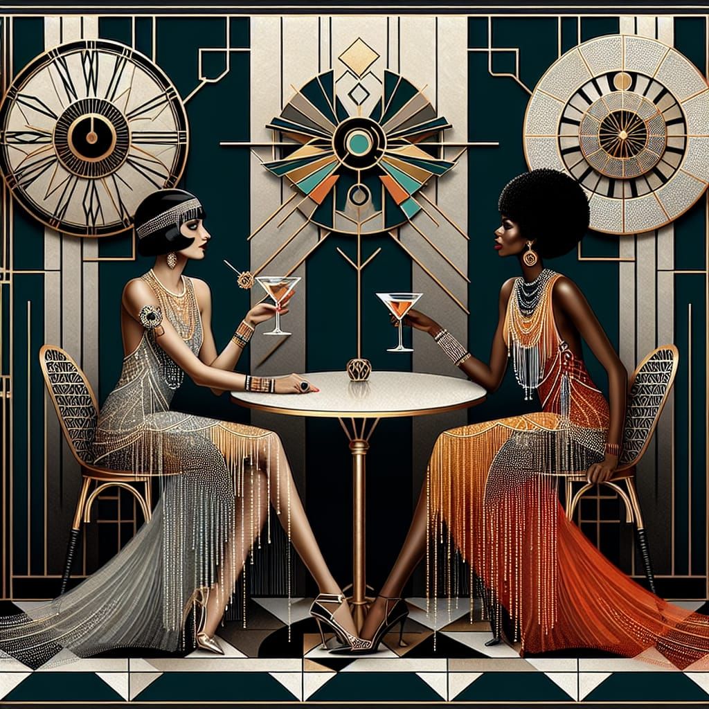 Glamorous Art Deco Women in Conversation