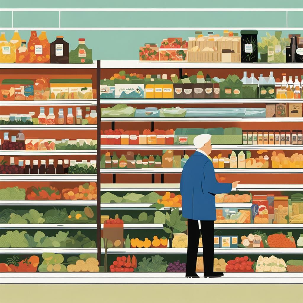 Minimalist Supermarket Scene Illustration