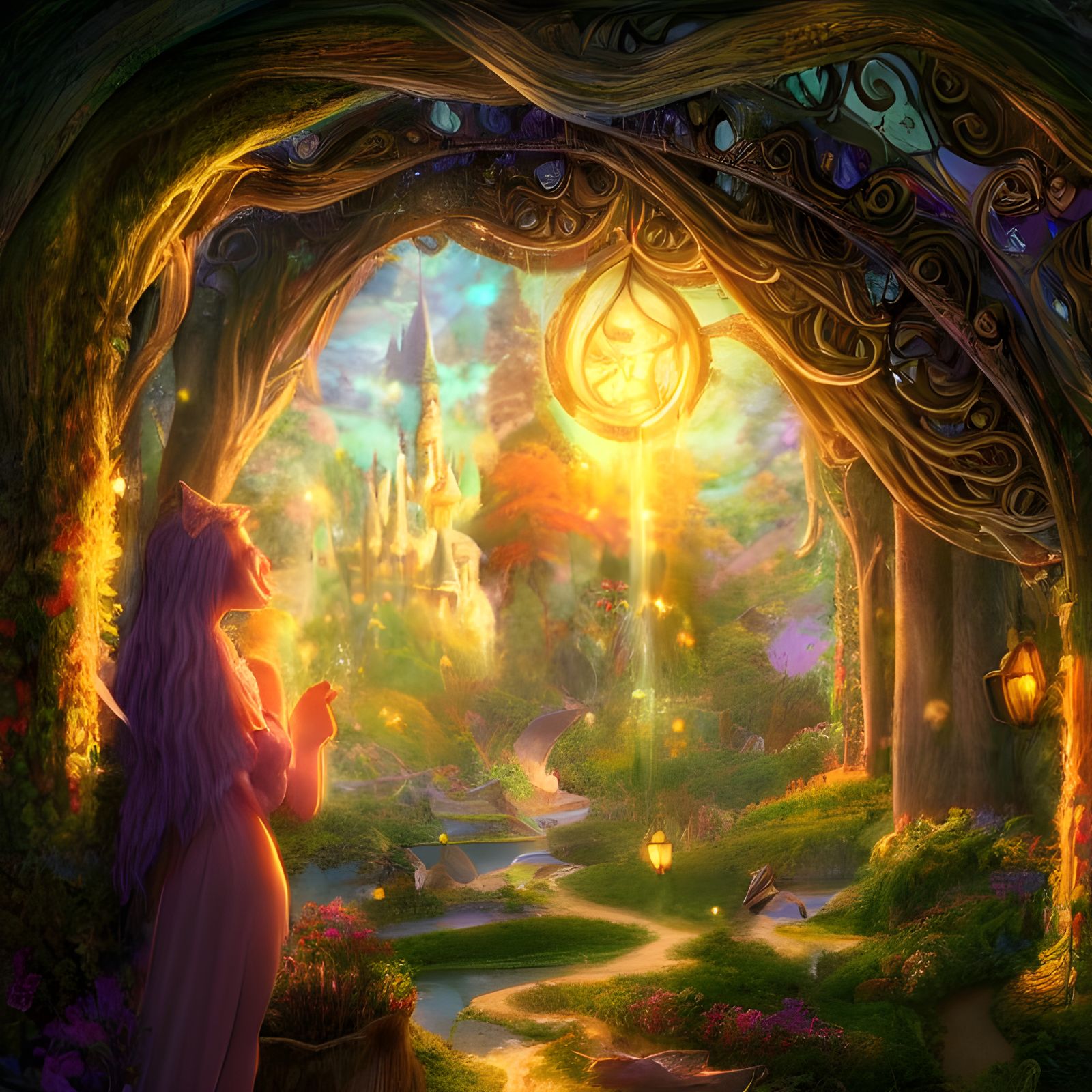 Mystical Fairytale Wonderland in Hyperrealistic Digital Pain...