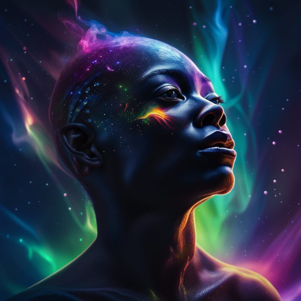 Alien Lost in Cosmic Aurora: Hyperrealistic Concept Art